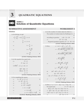 Quadratic Equations Manualzz