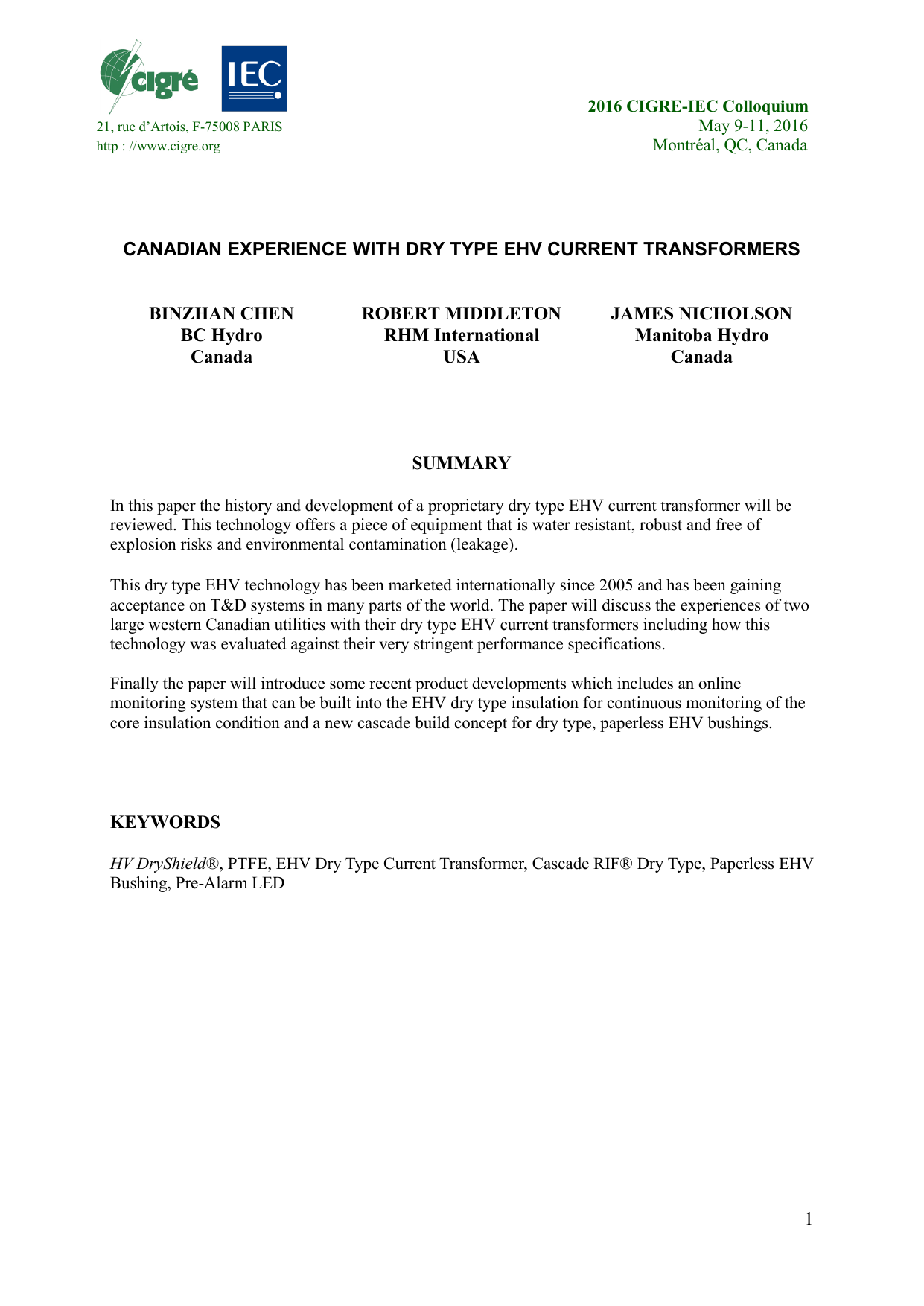 Canadian Experience With Dry Type Ehv Current Transformers Manualzz