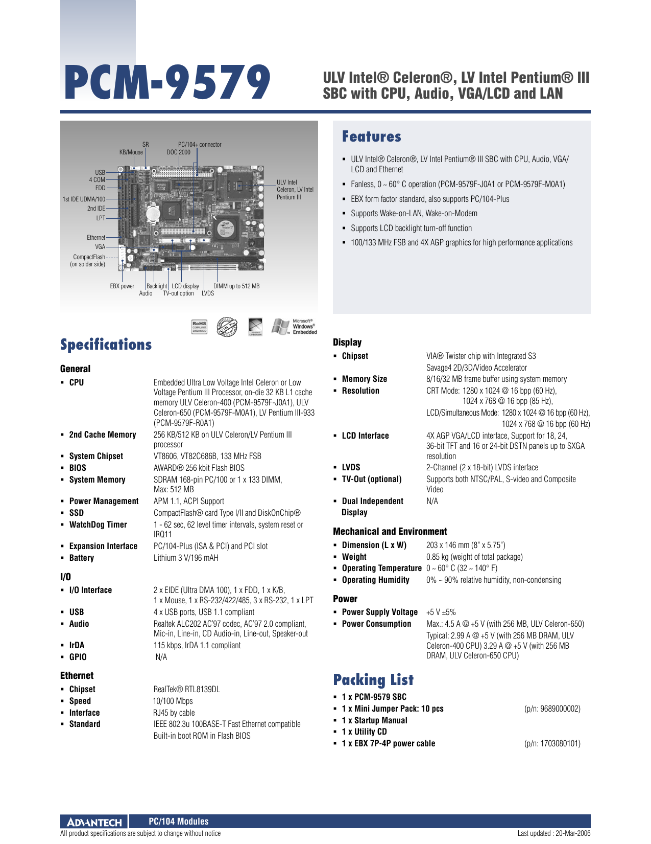 Features Specifications Packing List Pcm 9579 Ulv Manualzz