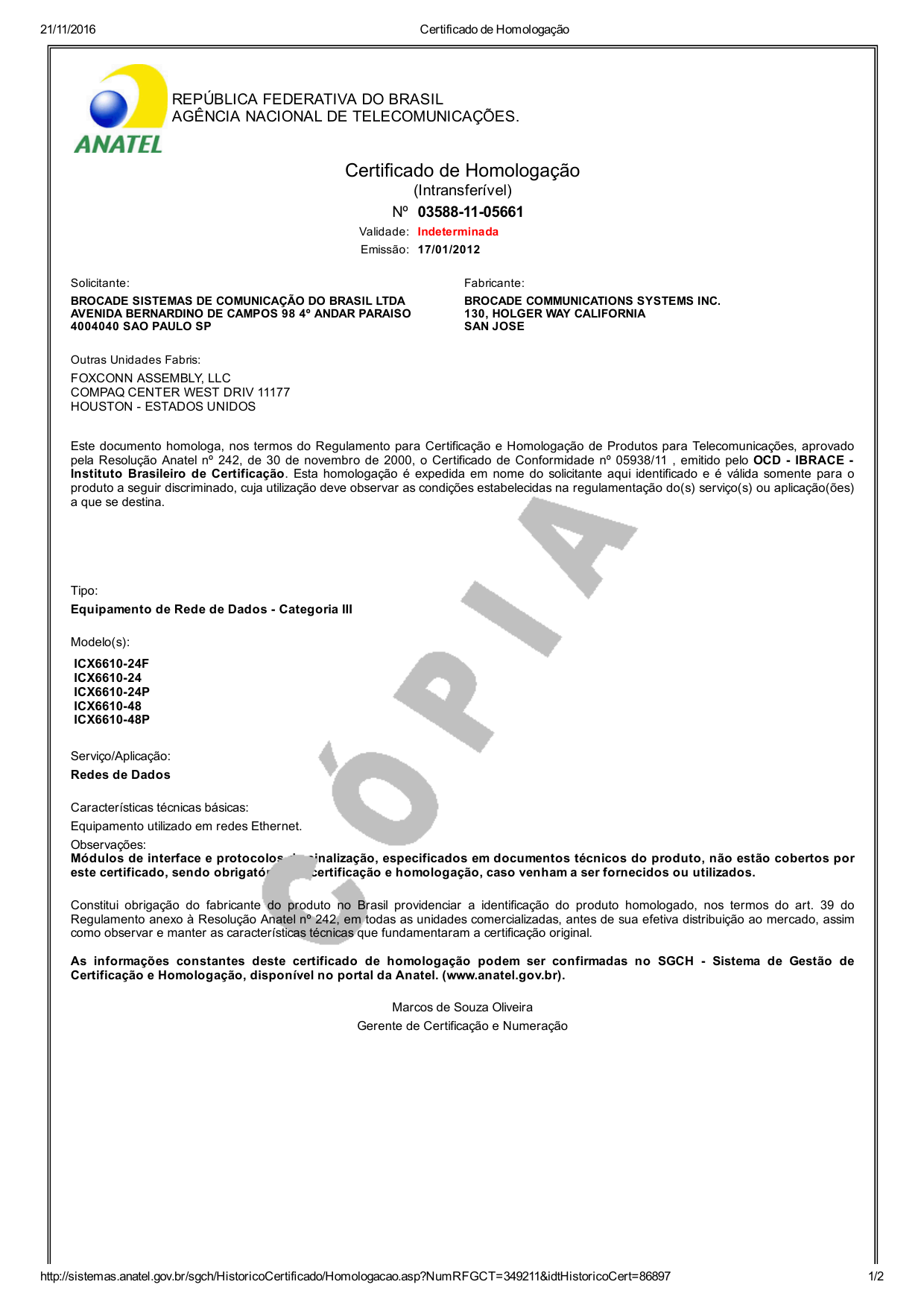 Certificado De Homologacao Manualzz