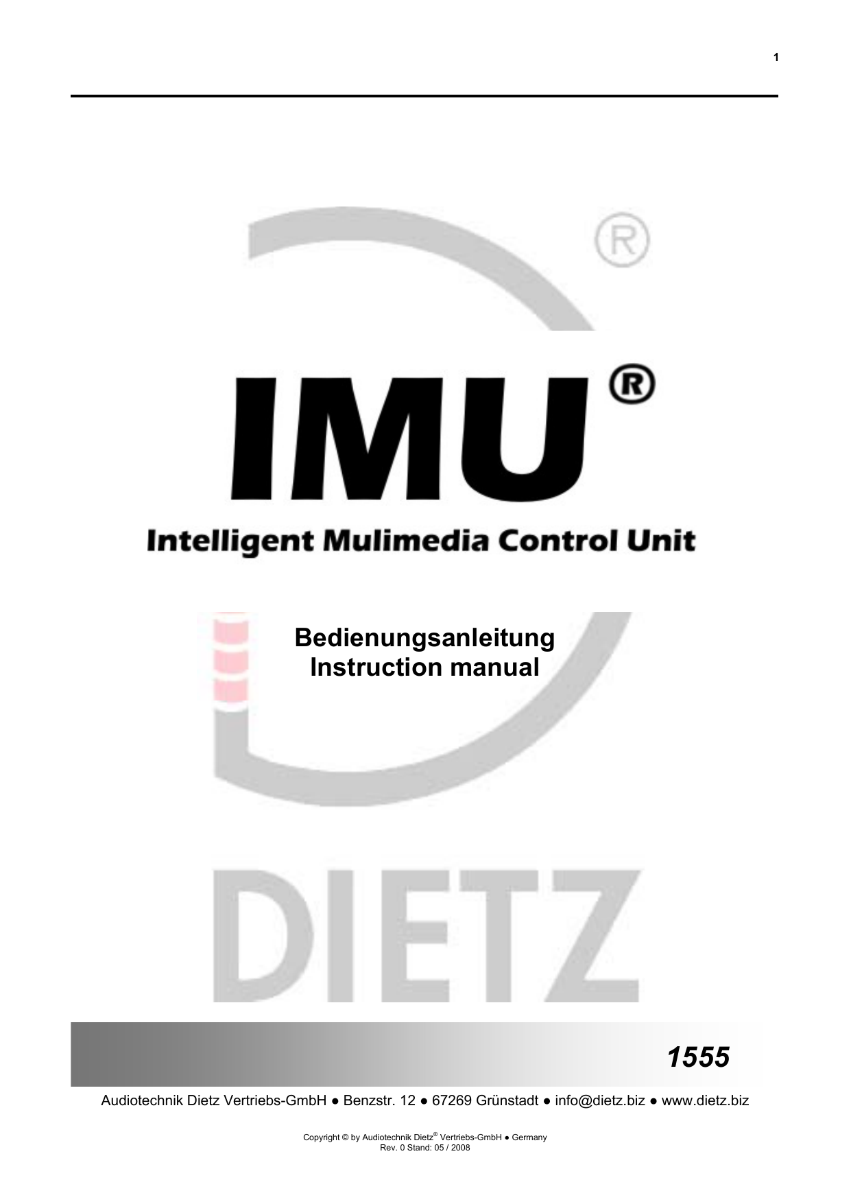 Dietz 1563 IMU 1555 Instruction Manual Manualzz