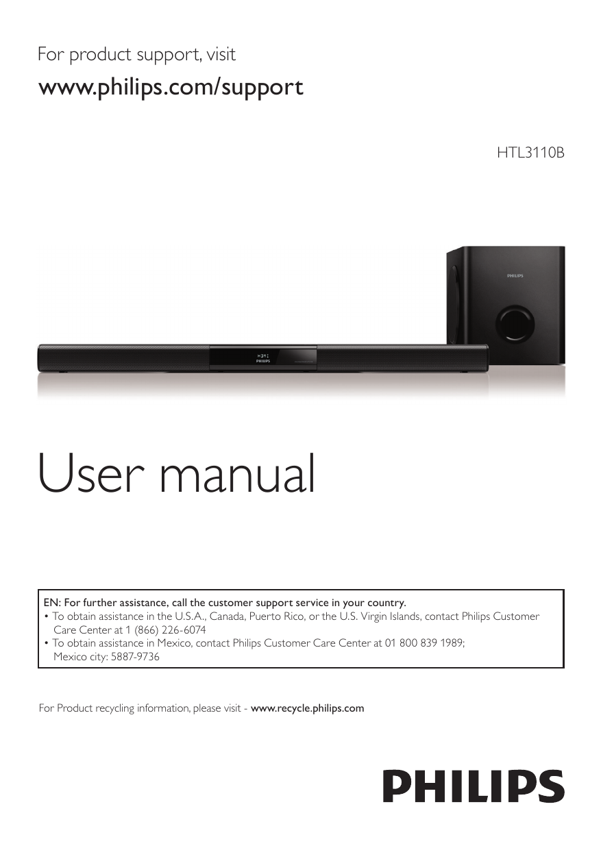 Philips HTL3110B/F7 Soundbar speaker User manual Manualzz
