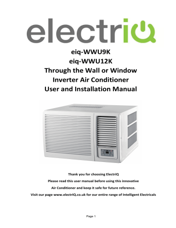 ElectrIQ eiq-WWU12K 12000 BTU Window or Through Wall Inverter Air Conditioner Owner's Manual | Manualzz