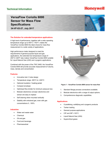 VersaFlow 6000 Coriolis Flow Sensor Specification | Manualzz