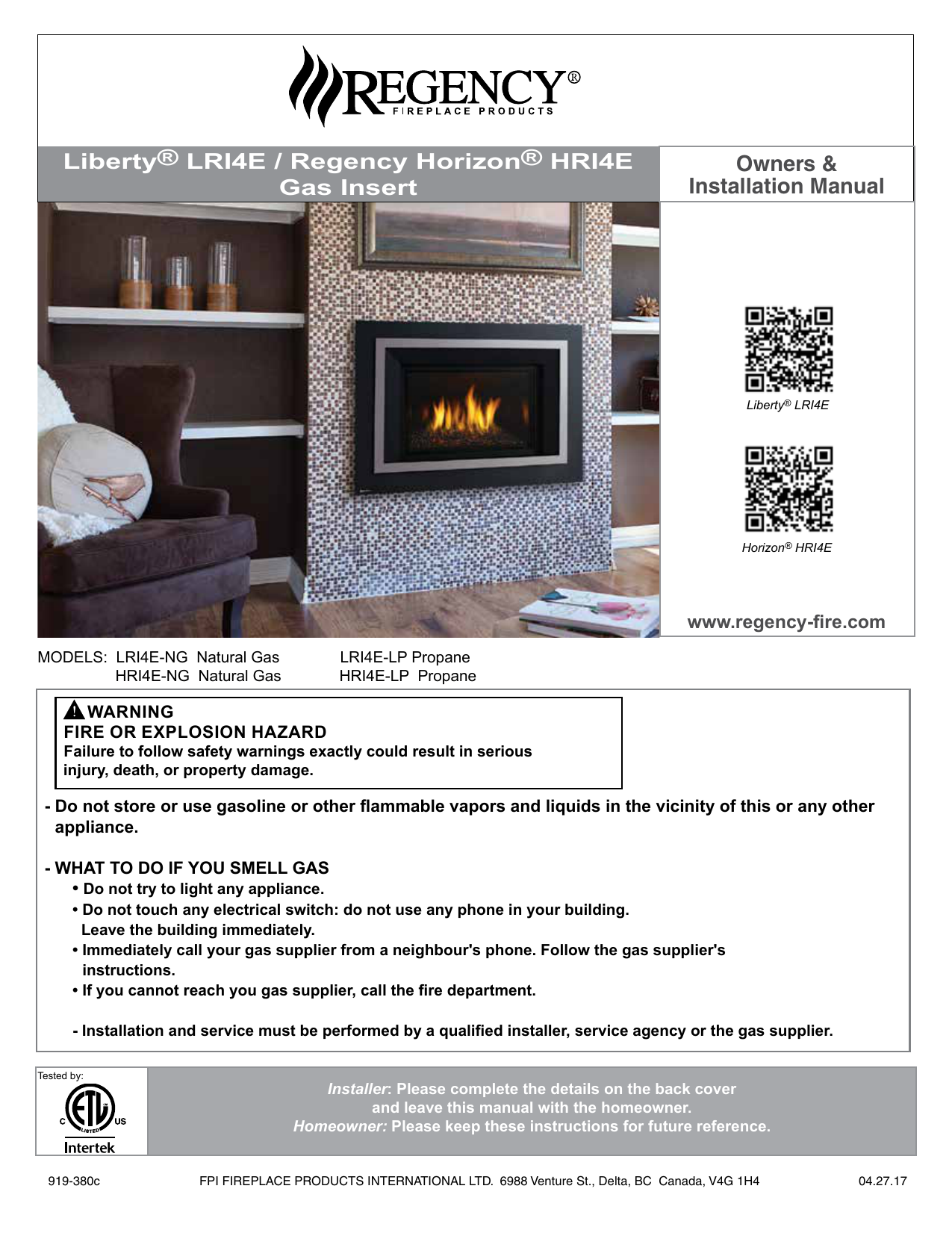 Lri4e Hri4e Gas Insert Manualzz Com