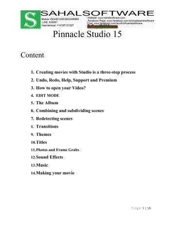 pinnacle studio 15 menu dvd