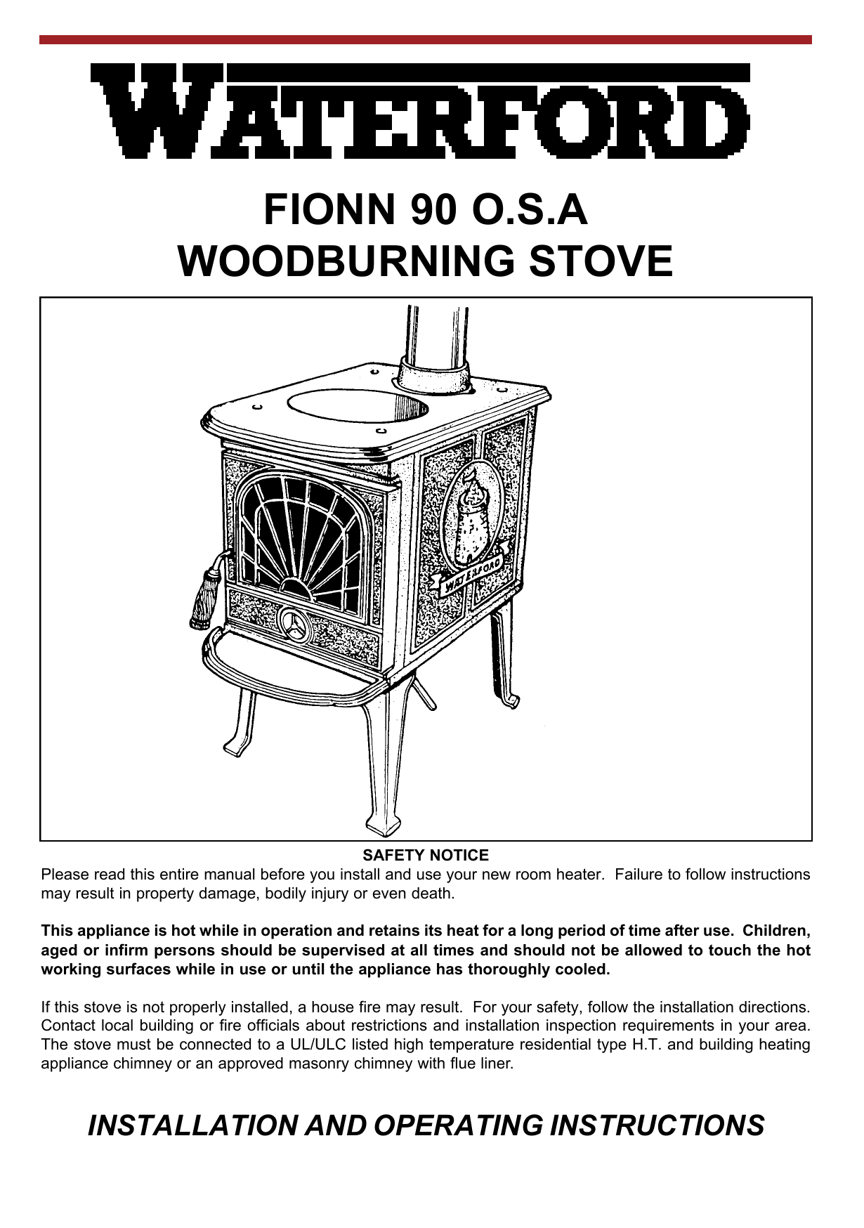 Fionn 90 O S A Woodburning Stove Manualzz