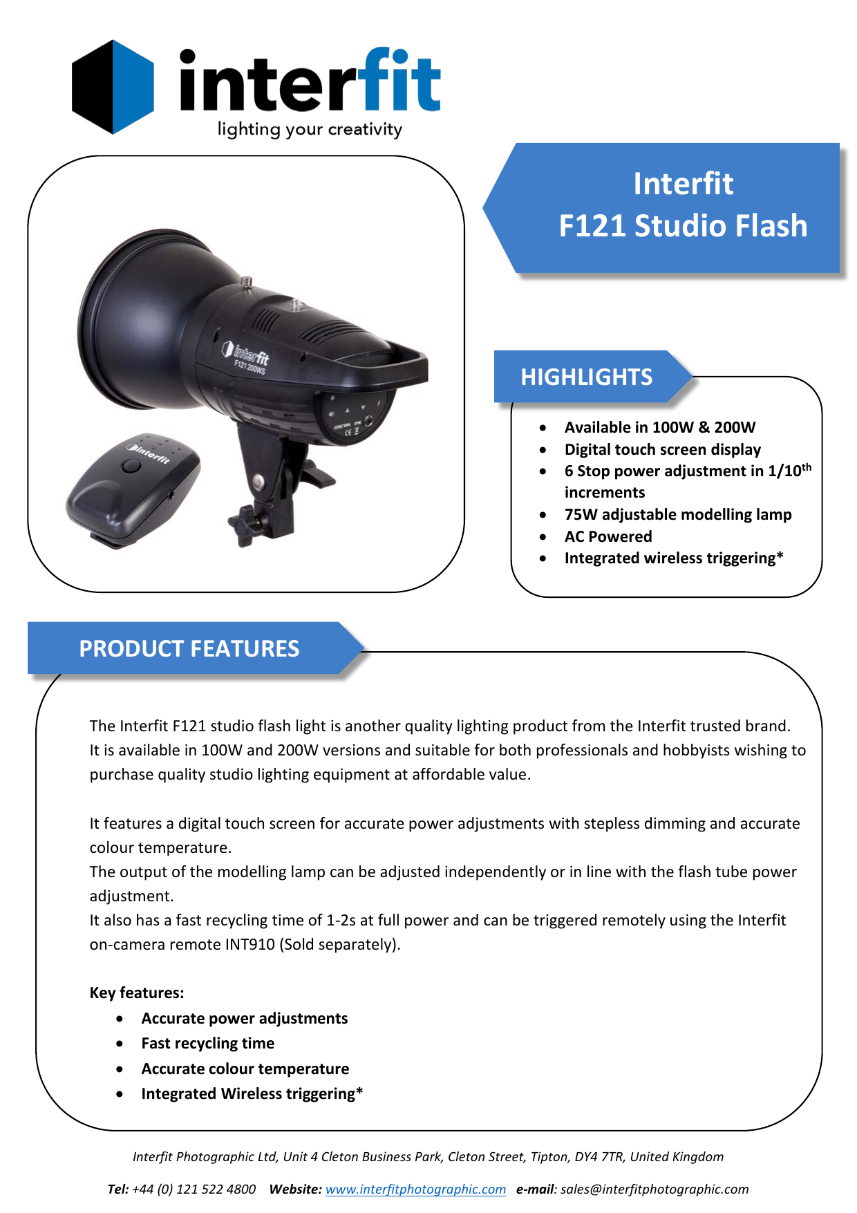 Interfit F121 Studio Flash Manualzz Interfit F121 Studio Flash Manualzz