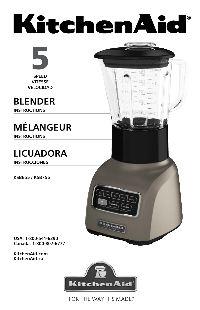 licuadora kitchenaid 5 velocidades mod: ksb560ob