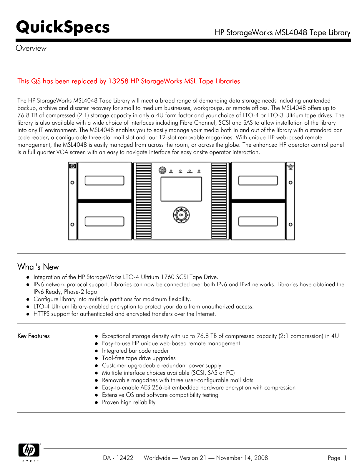 HP StorageWorks MSL4048 Tape Library Manualzz