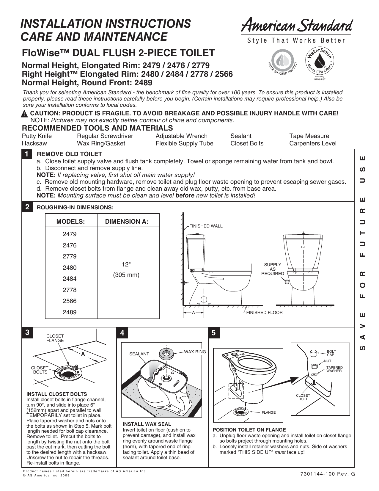 clapet toilette american standard