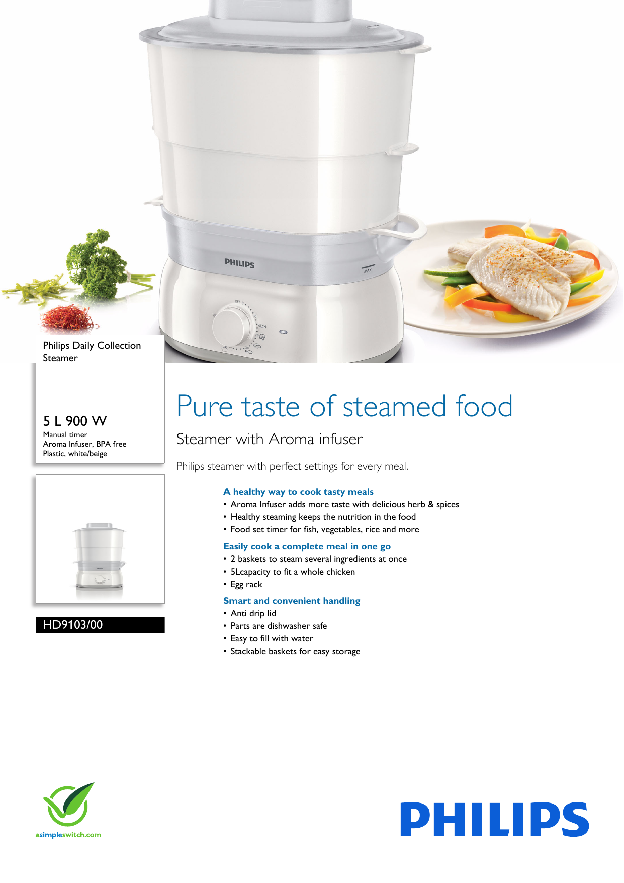 how to use philips food steamer