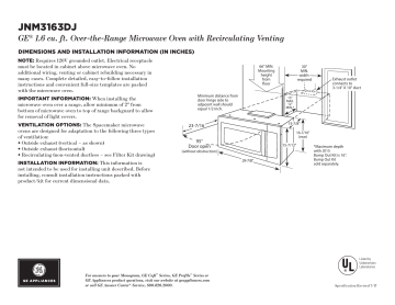 GE JNM3163DJBB 1.6-cu ft Over-the-Ran Microwave Installation instructions | Manualzz