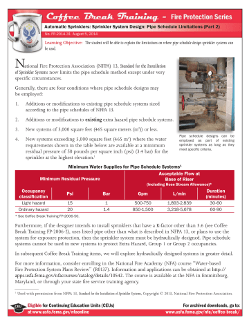 fire sprinkler design training