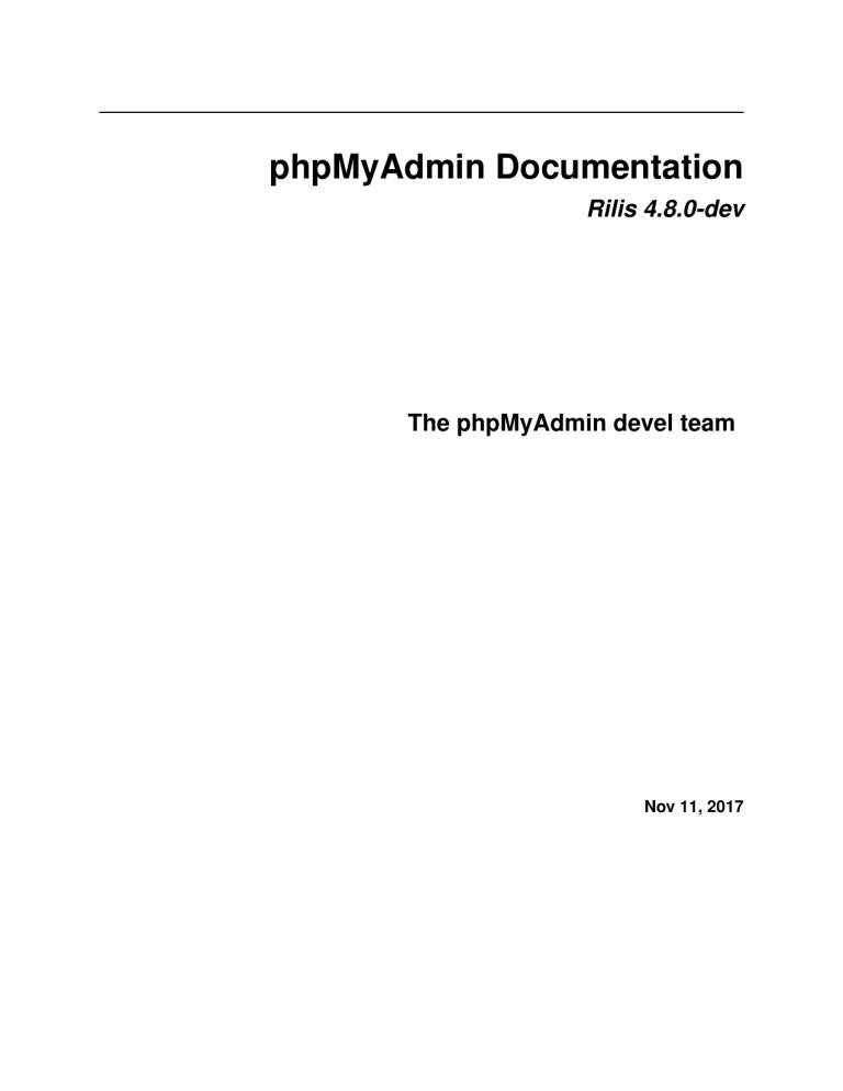 Phpmyadmin Documentation Manualzz
