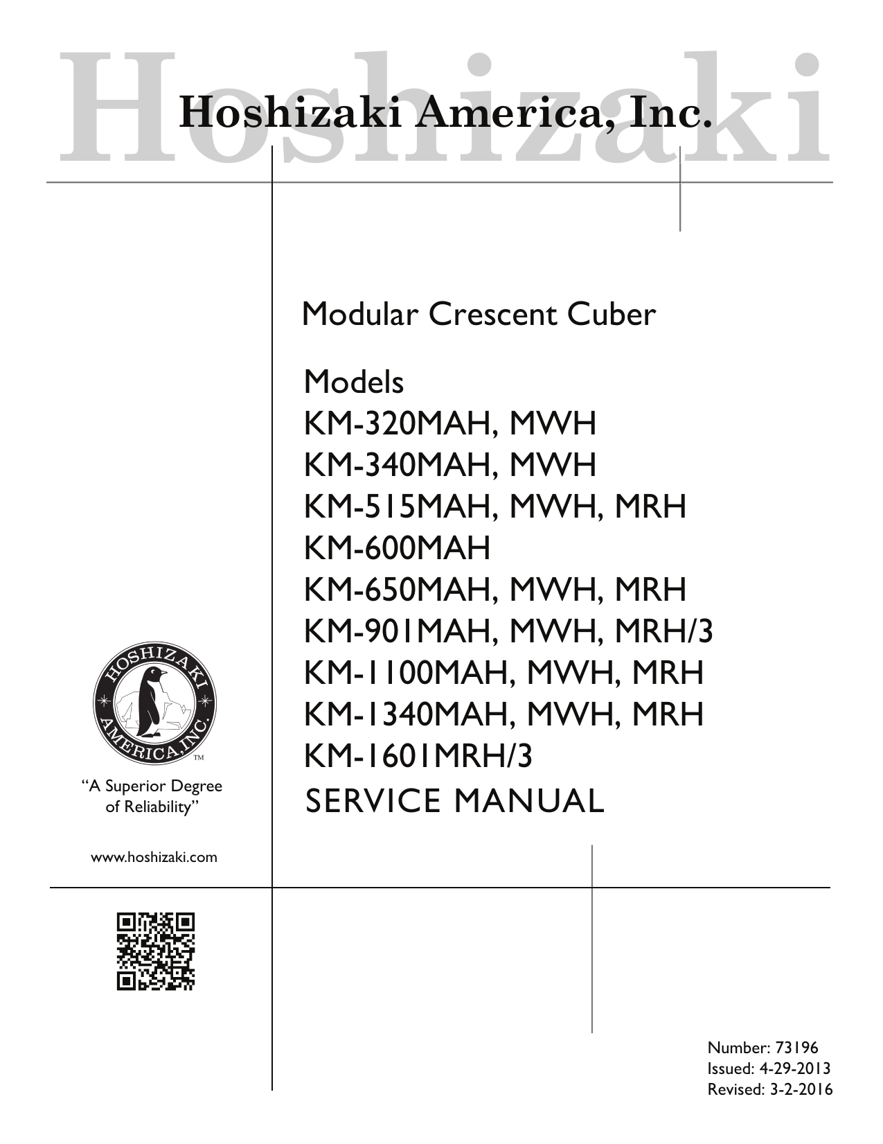 Hoshizaki KM1100MAH Service manual Manualzz