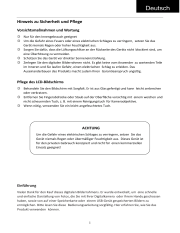 Rollei Degas DPF-150 Bedienungsanleitung | Manualzz