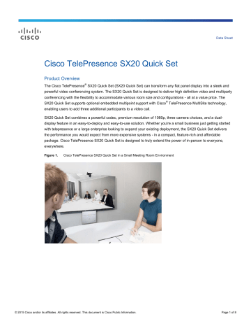 Cisco TelePresence SX20 Quick Set Data Sheet | Manualzz
