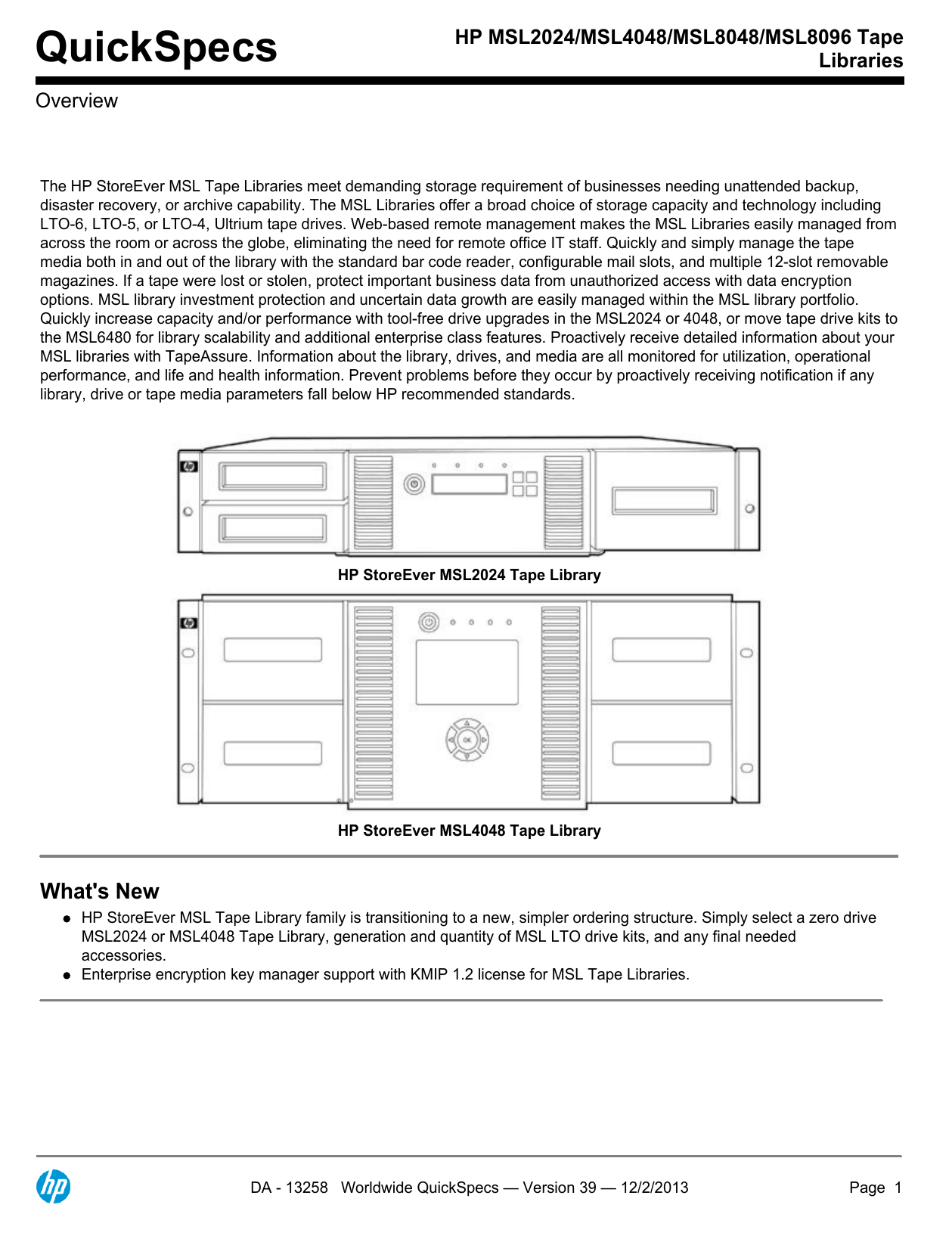 HP MSL2024/MSL4048/MSL8048/MSL8096 Tape Libraries Manualzz