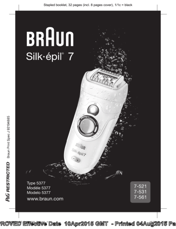 Braun 7-561, 7531, 7-521, Silk-épil 7 Epilator User manual | Manualzz