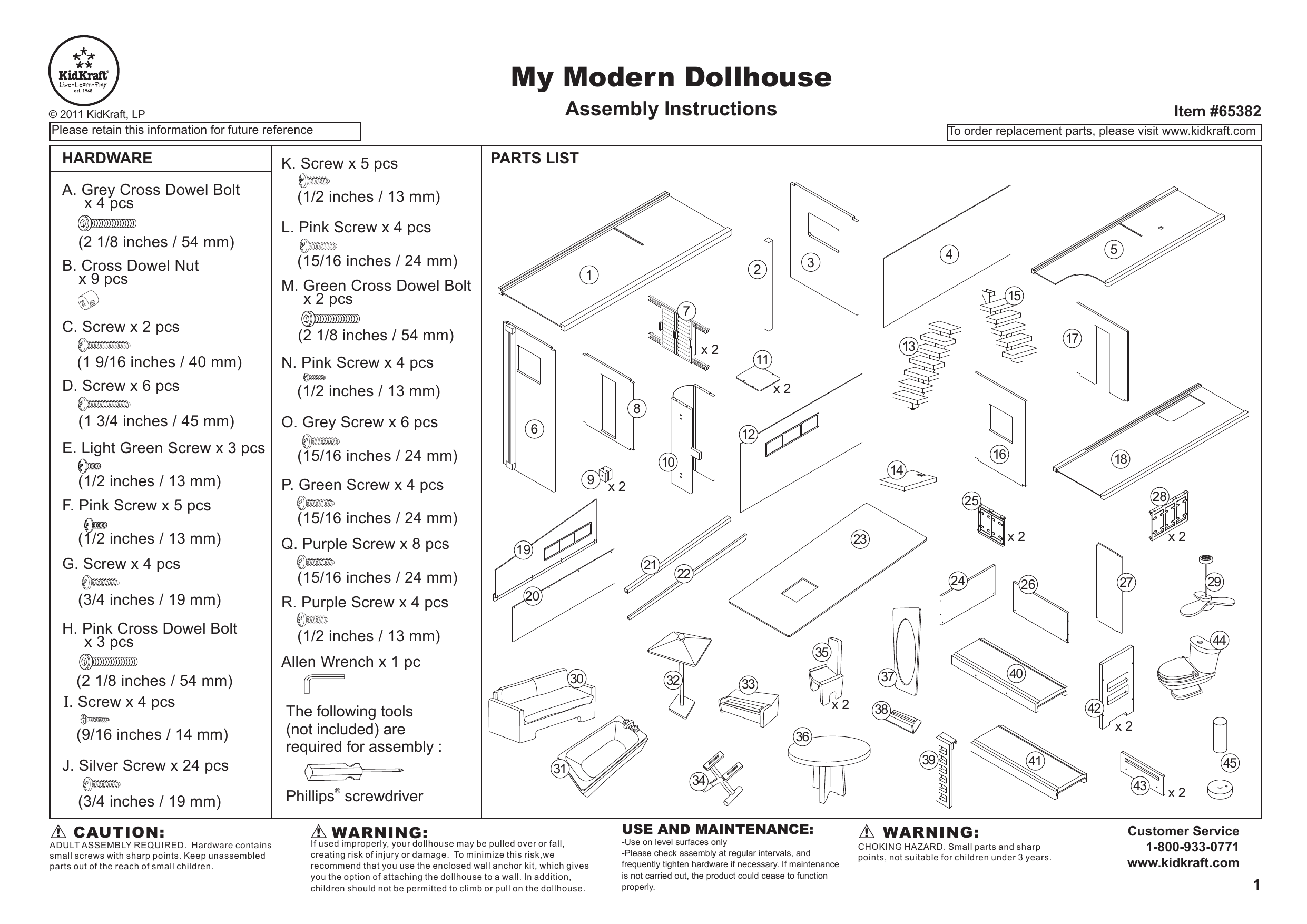 Kidkraft KidKraft My Dreamy Dollhouse assembly instruction manual booklet 