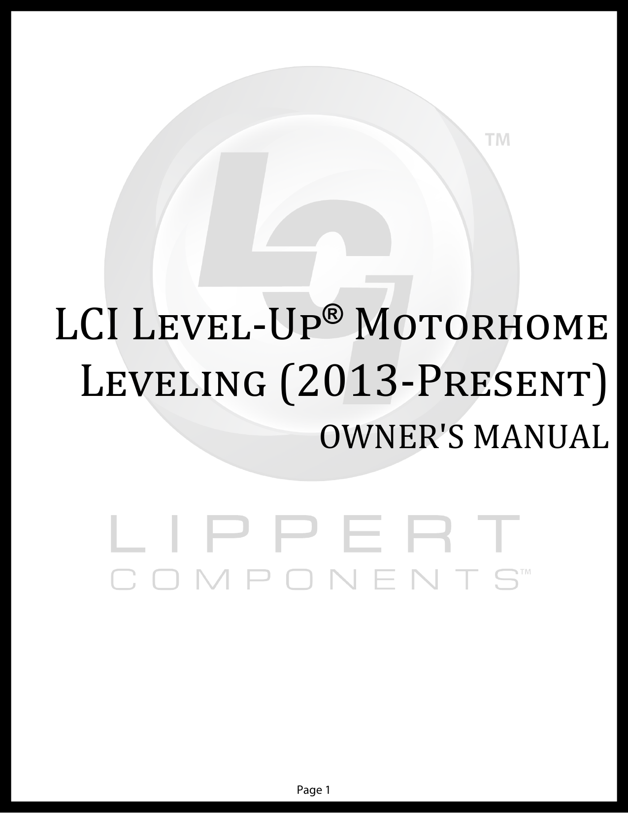 LCI LevelUp® Motorhome Leveling (2013Present) Manualzz