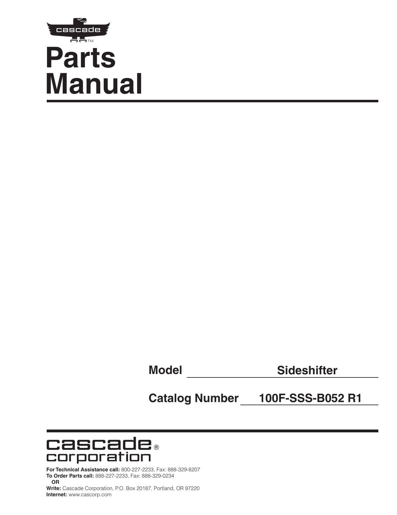 100F-SSS-B052 R1 - Cascade Corporation | Manualzz