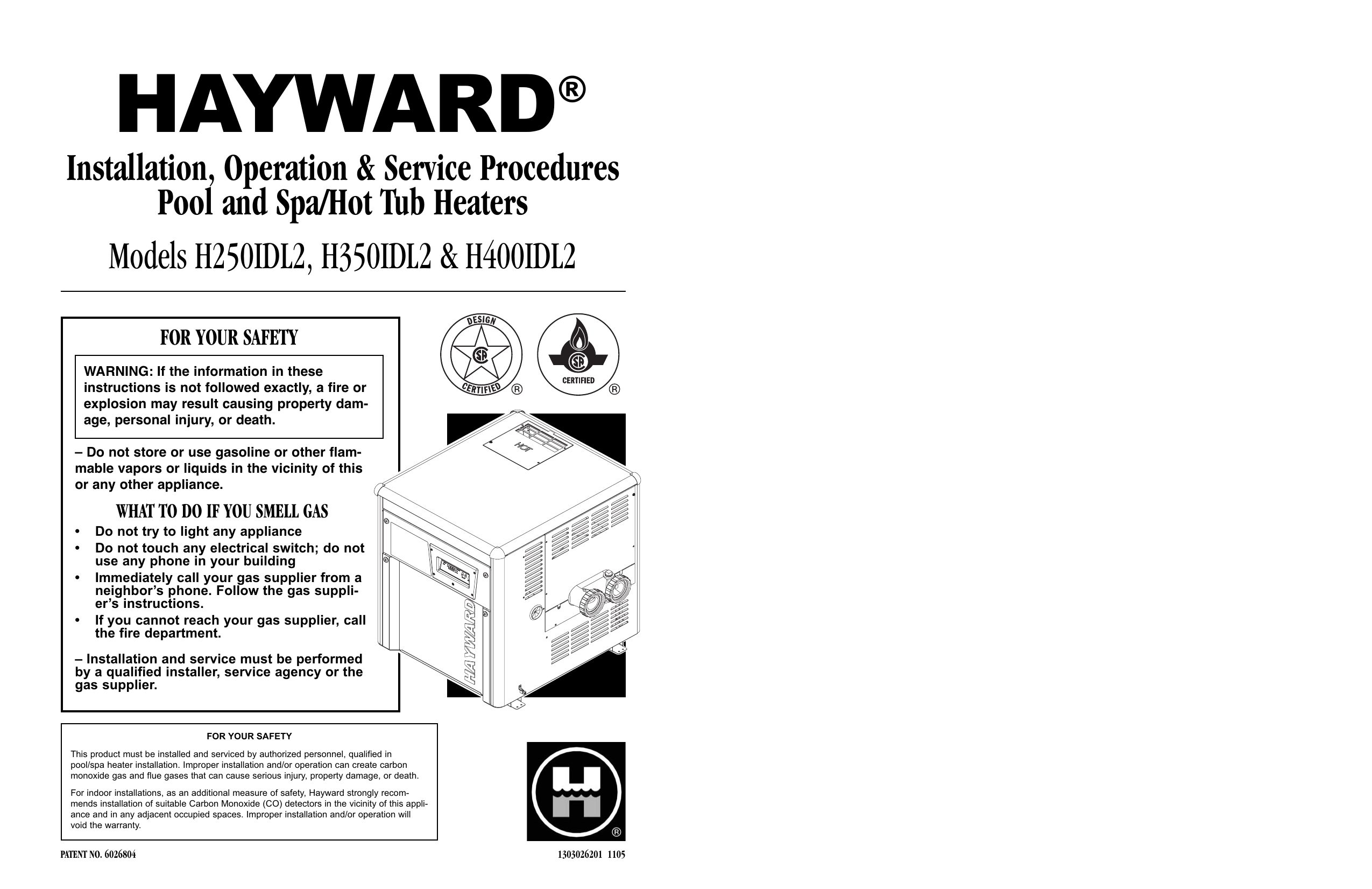 Hayward H250IDL2 Installation, Operation & Service Instructions Manualzz