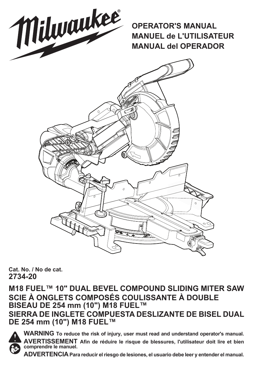 2734 20 M18 Fuel 10 Dual Bevel Compound Sliding Miter Saw Scie