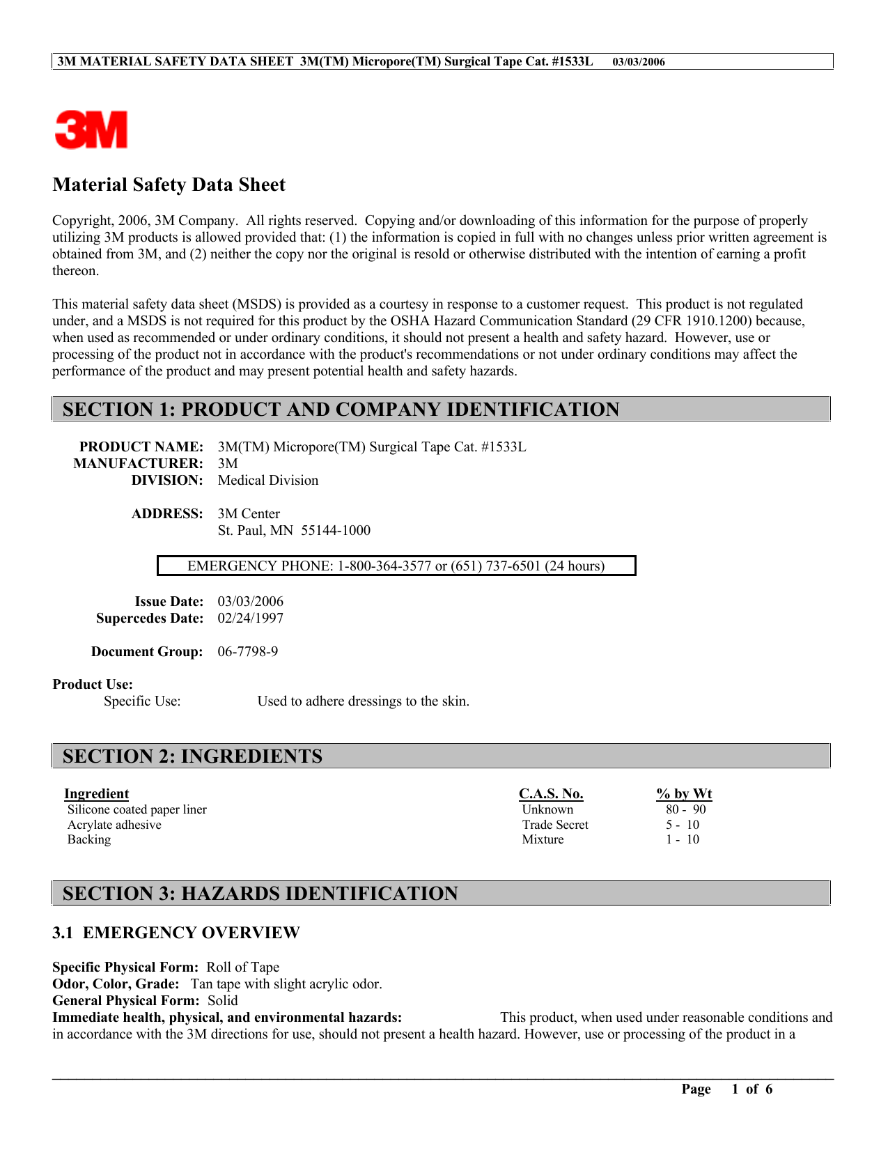 correction tape msds