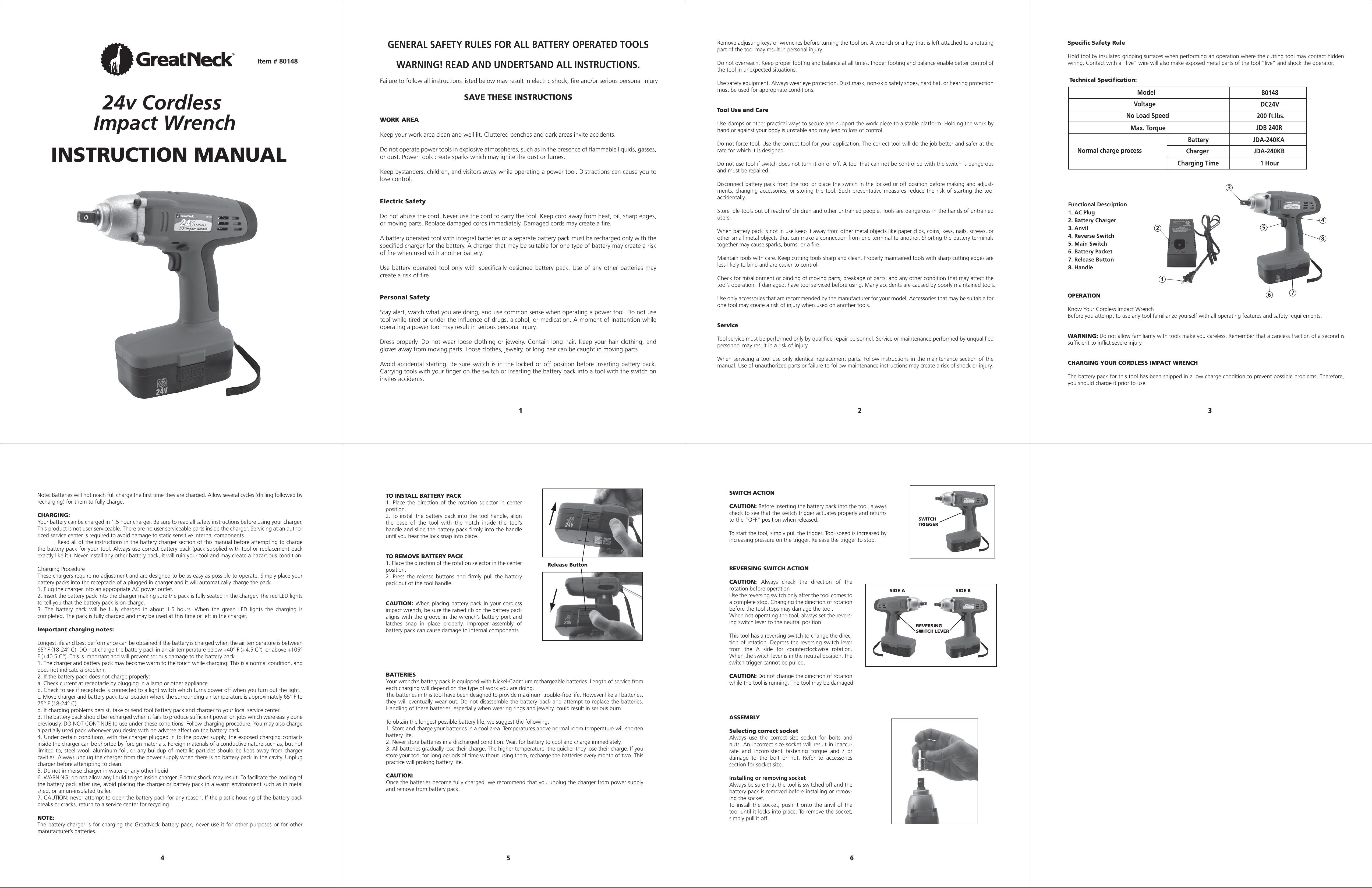 Tool Shop Impact Wrench Instruction Manual
