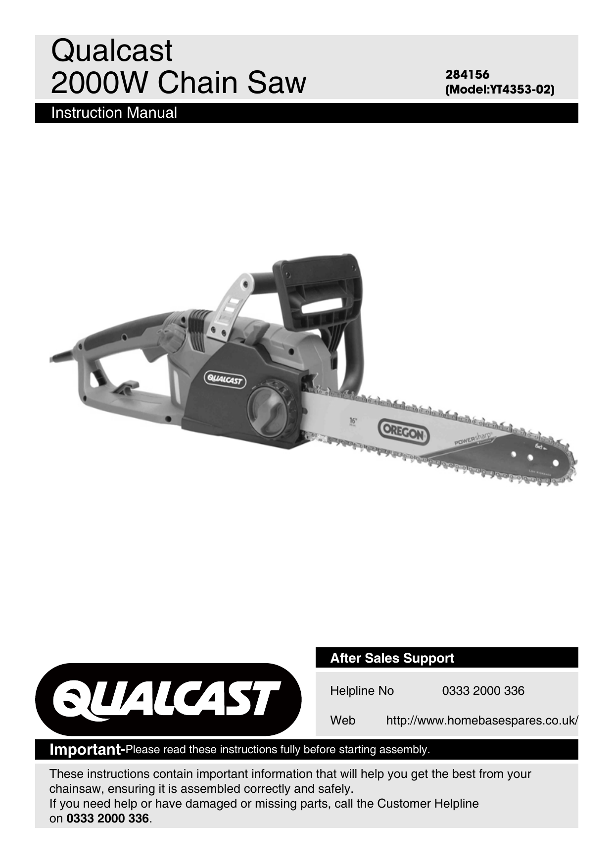 2000W Chain Saw Qualcast Manualzz