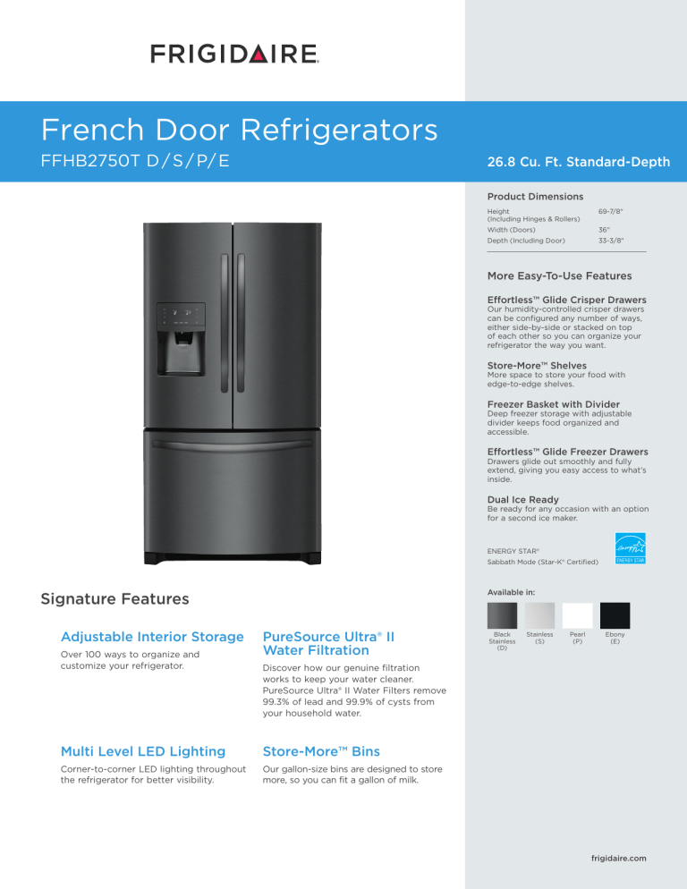 Frigidaire FFHB2750TS, FFHB2750TD User manual Manualzz