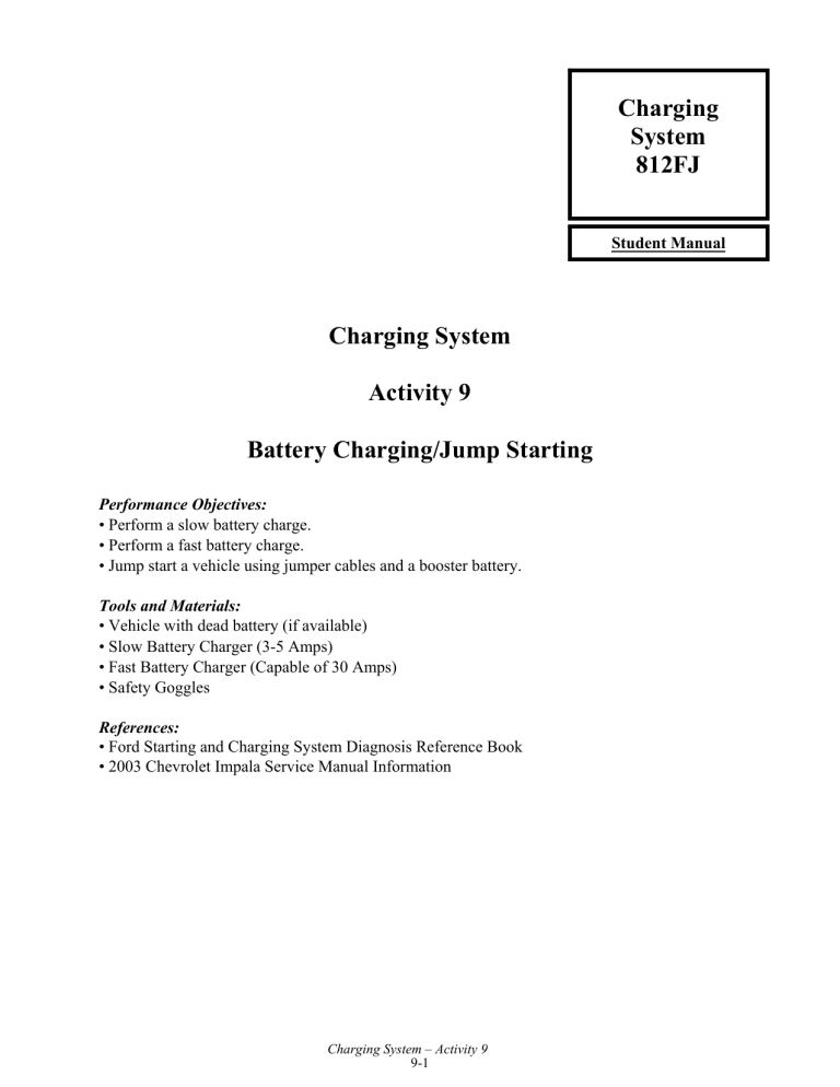 Charging System Activity 9 Battery Charging Jump Starting Manualzz