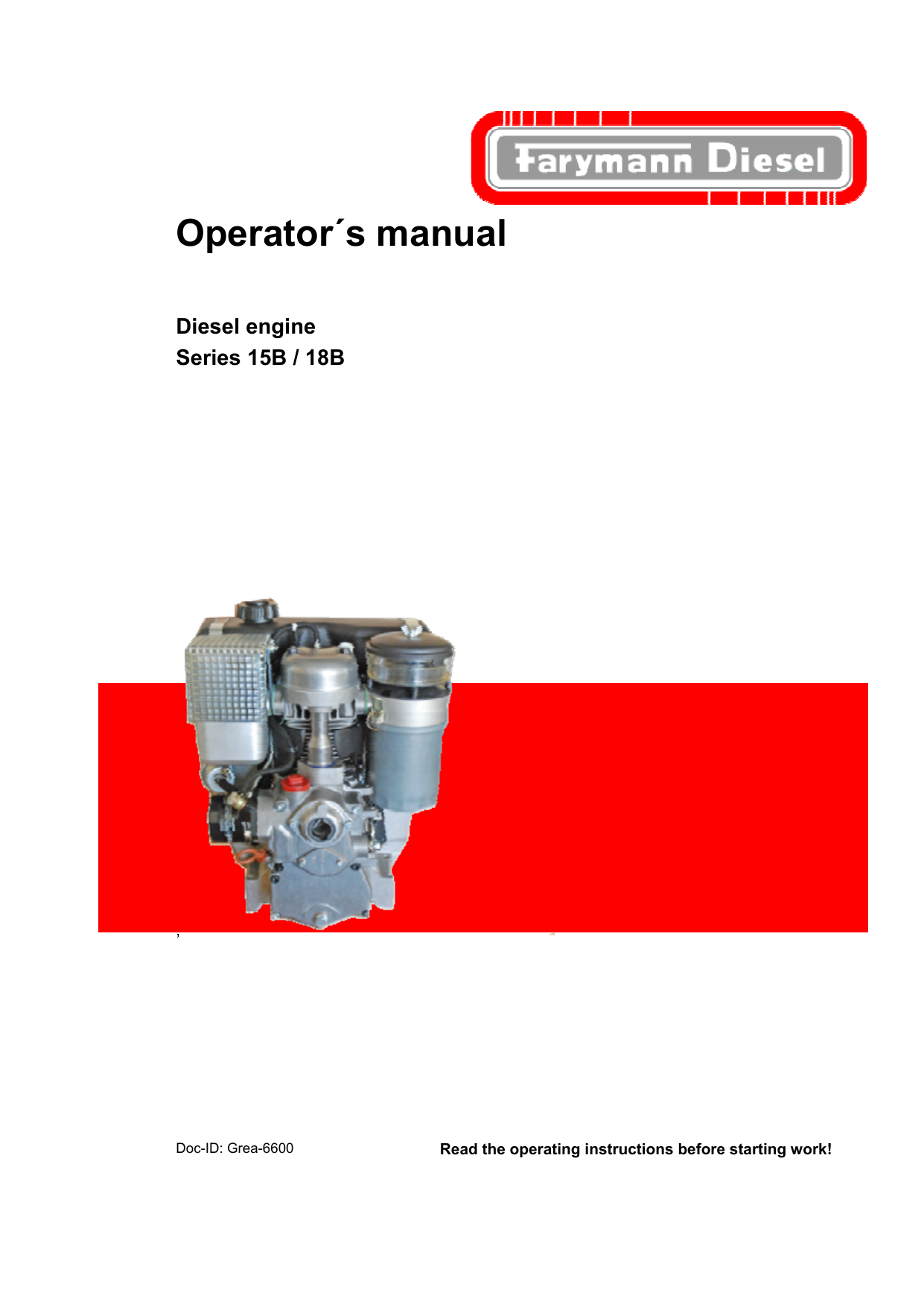 Farymann Diesel 18d Series Operator's Manual 