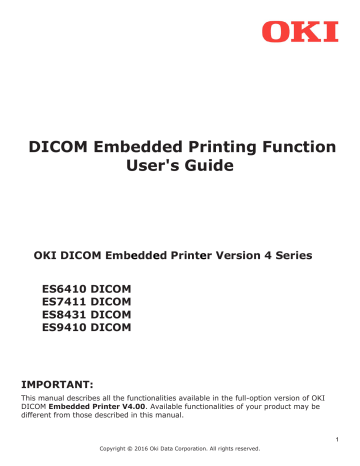 DICOM Embedded Printing Function User`s 