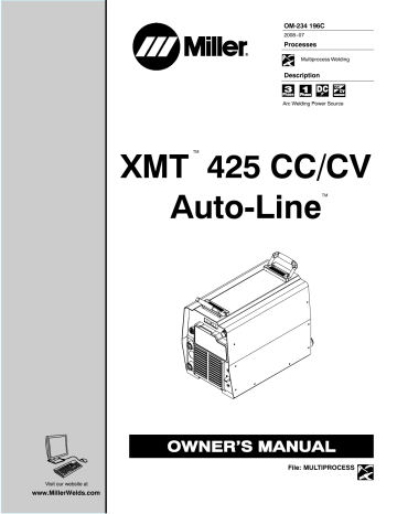 Miller XMT 425 CC/CV AUTO-LINE Owner’s Manual | Manualzz