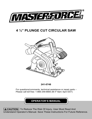 Master-force 241-0748 Operator's Manual | Manualzz