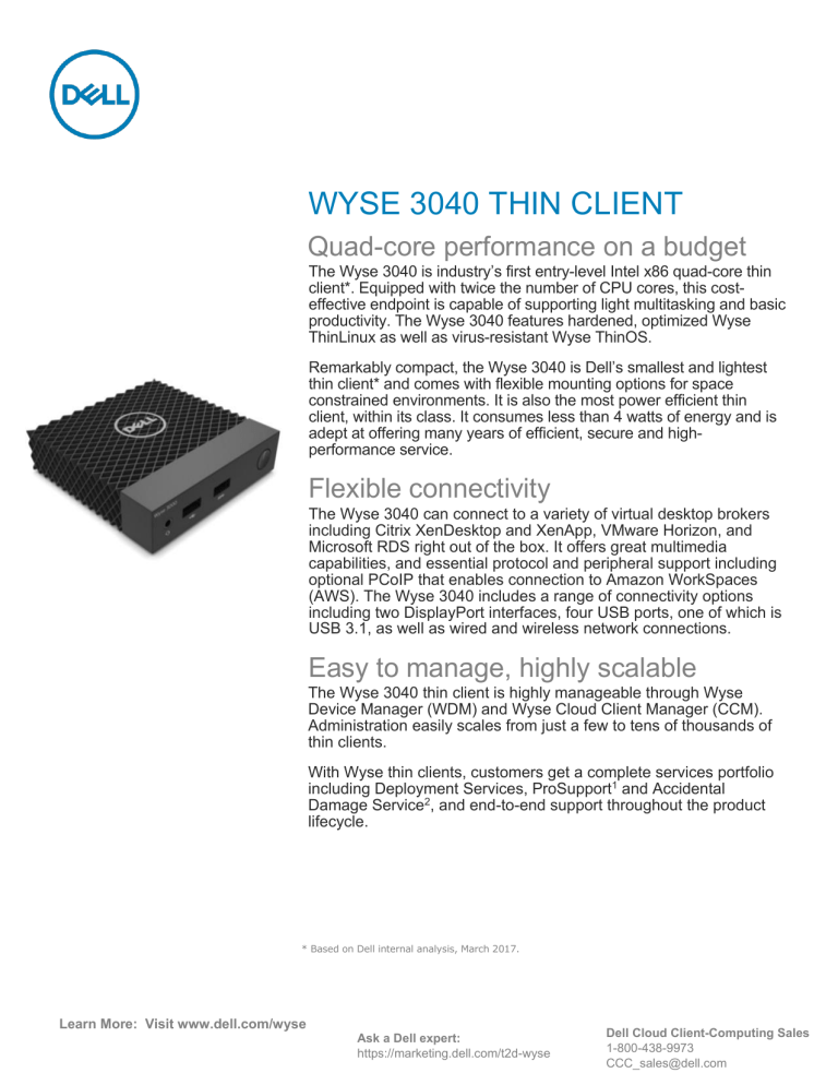 wyse 3040 thin client - Dell Wyse Thin Client Benefits | Manualzz