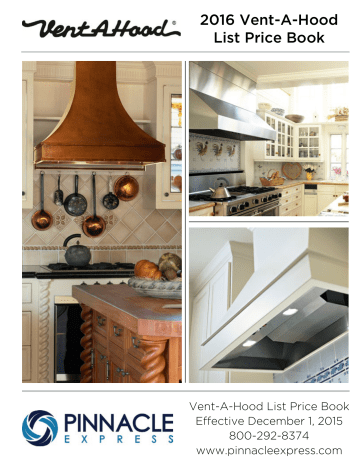 2016 Vent A Hood List Price Book Range Hoods