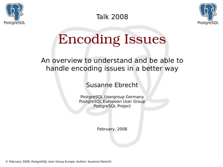 Encoding Issues Postgresql Wiki Manualzz