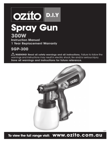 Image of Ozito ASG-SFE spray gun on Ozito direct website