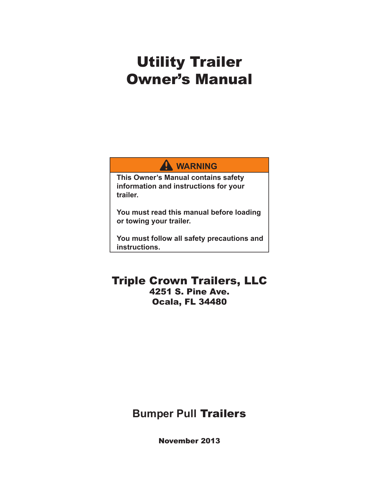 Utility Trailer Owner`s Manual Manualzz