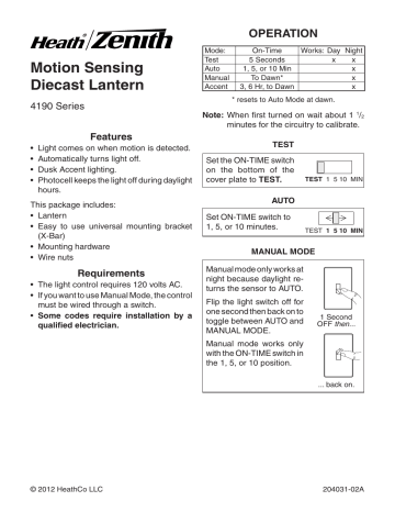 Heath Zenith Hz Bk Wall Light User Manual Manualzz