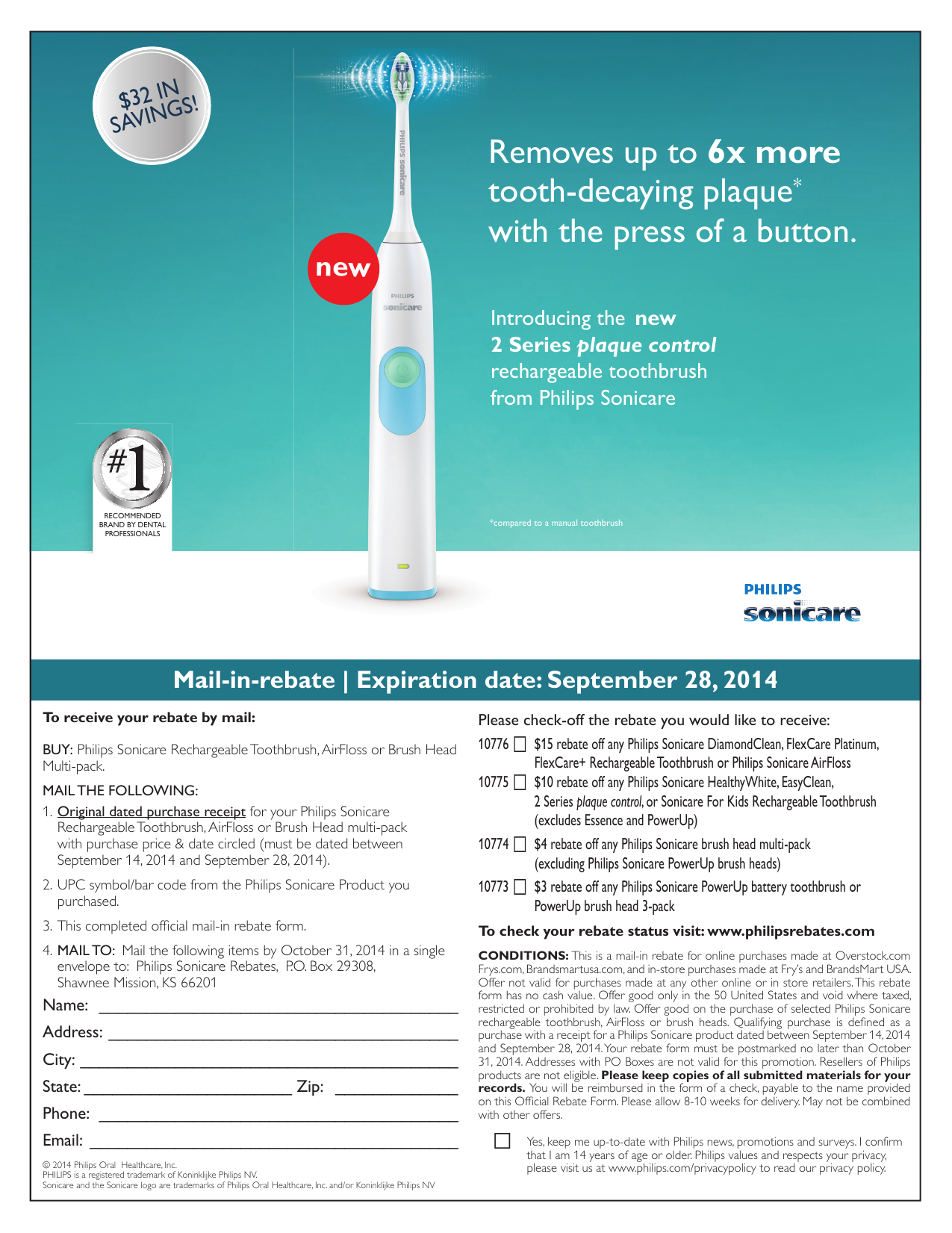 sonicare rebate