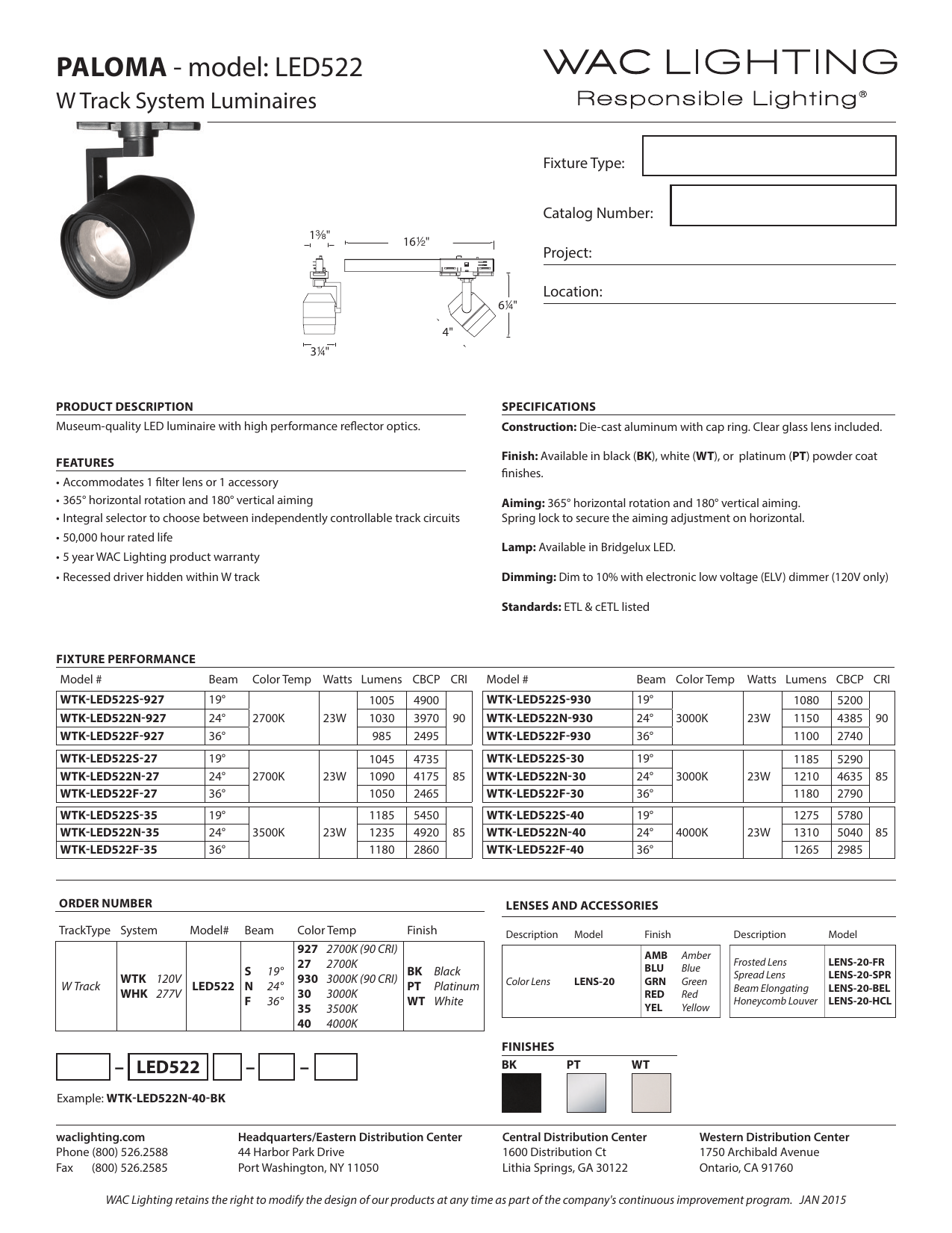WAC Lighting WHK-LED522F-35-PT 23W LED Paloma Track Head for 277V W Track Flood 3500K WAC Lighting WHK-LED522F-35-PT 23W LED Paloma Track Head for 277V W Track Flood 3500K