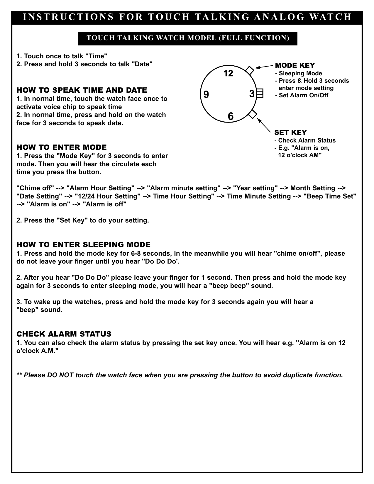 i touch watch instructions