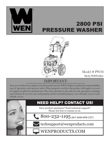 Wen RPW28 2800 PSI Gas Pressure Washer manual | Manualzz