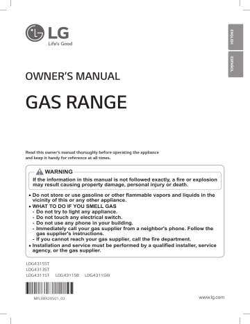 LG LDG4313ST 30 Inch Double Oven Gas Range Owner's Manual | Manualzz