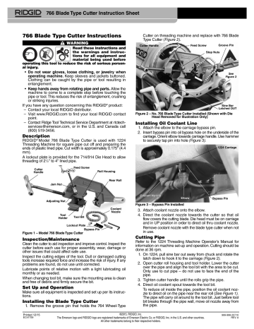 RIDGID Model 1224 Threading Machine Instruction Sheet | Manualzz